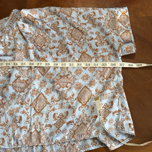 Intimately Free People Pajama Top Medium Misty Mornings Blue Combo Satin - Picture 10 of 13